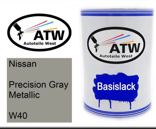 Nissan, Precision Gray Metallic, W40: 500ml Lackdose, von ATW Autoteile West.